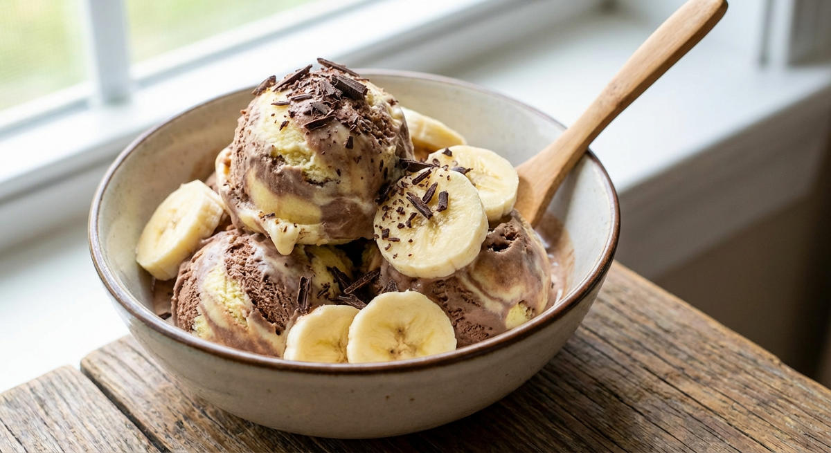 Glace banane-chocolat