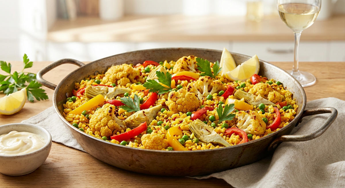 Blumenkohl-Paella-Pfanne