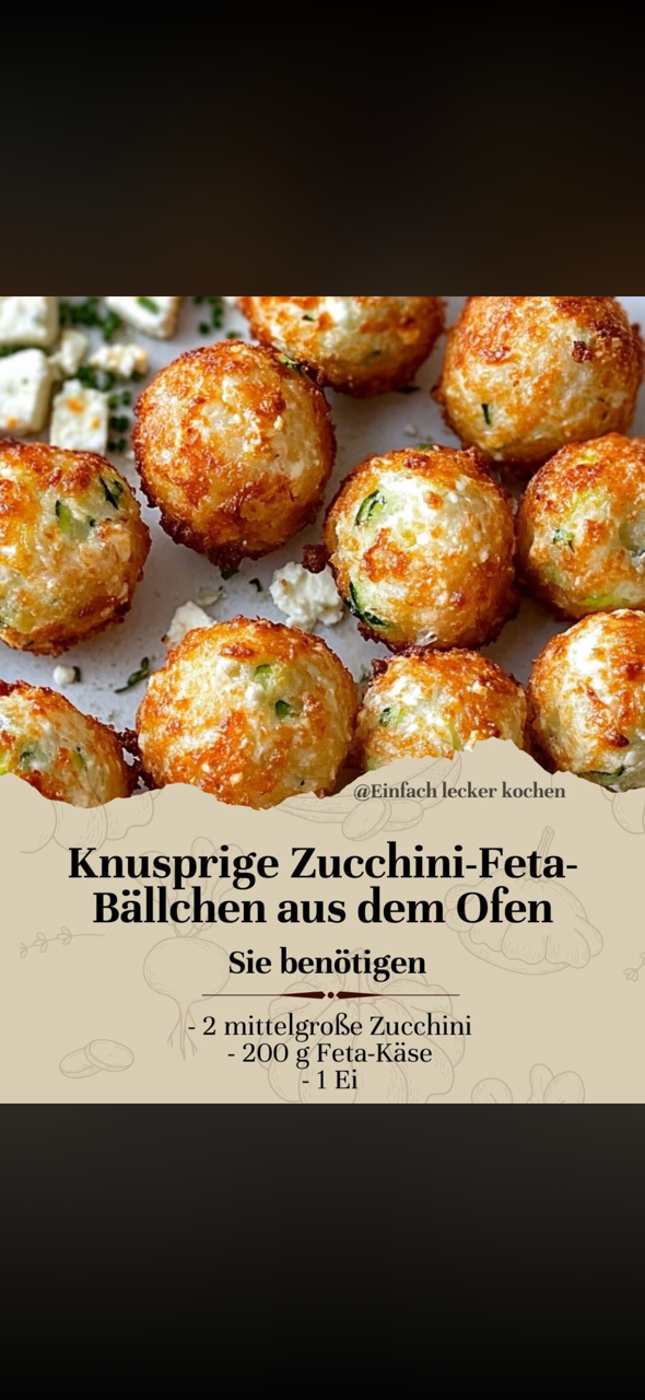 Knusprige Zucchini-Feta-Bällchen aus dem Ofen