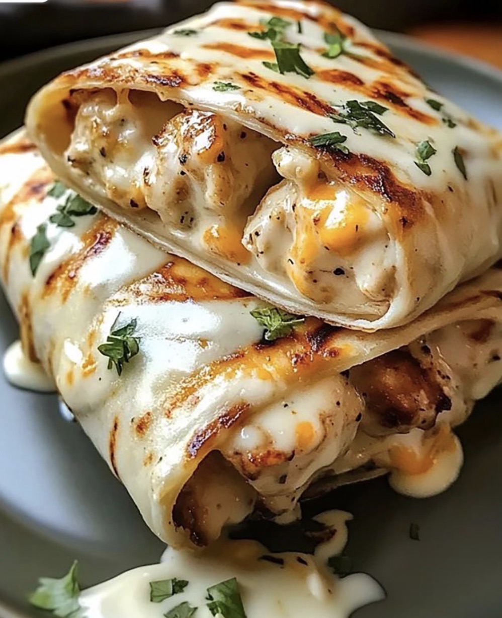 Wraps de Pollo con Queso y Ajo
