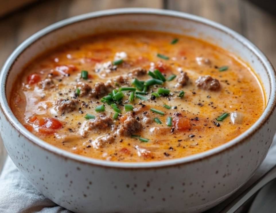 Herzhafte Hack-Käse-Suppe