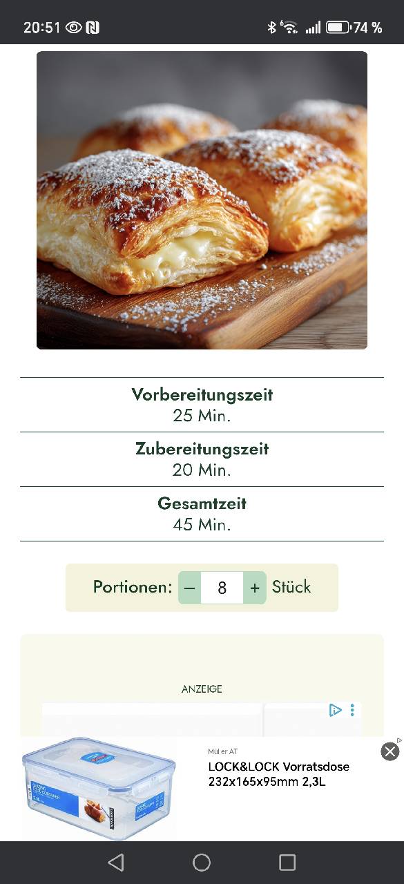 Blätterteig-Puddingtaschen