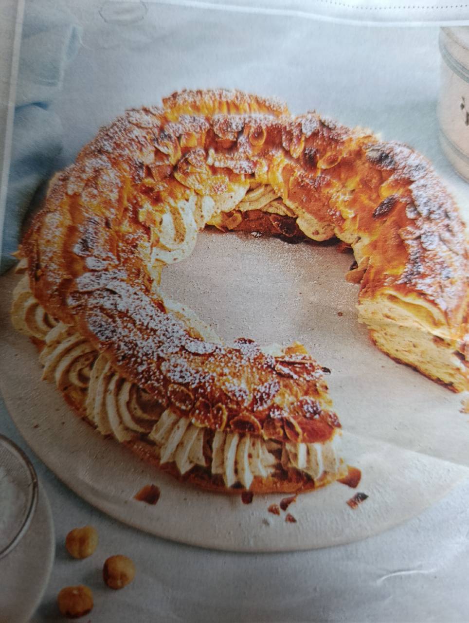 Paris-Brest mit Puddingcreme