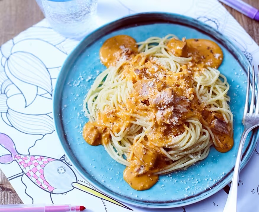 Spaghetti mit Thunfisch-Sahne-Sauce