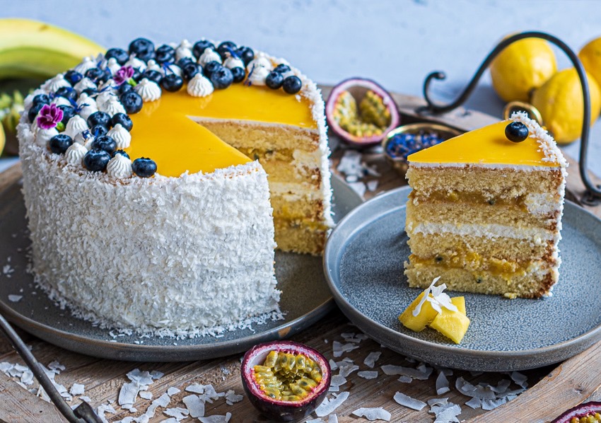 Zitronen-Mango-Maracuja-Torte
