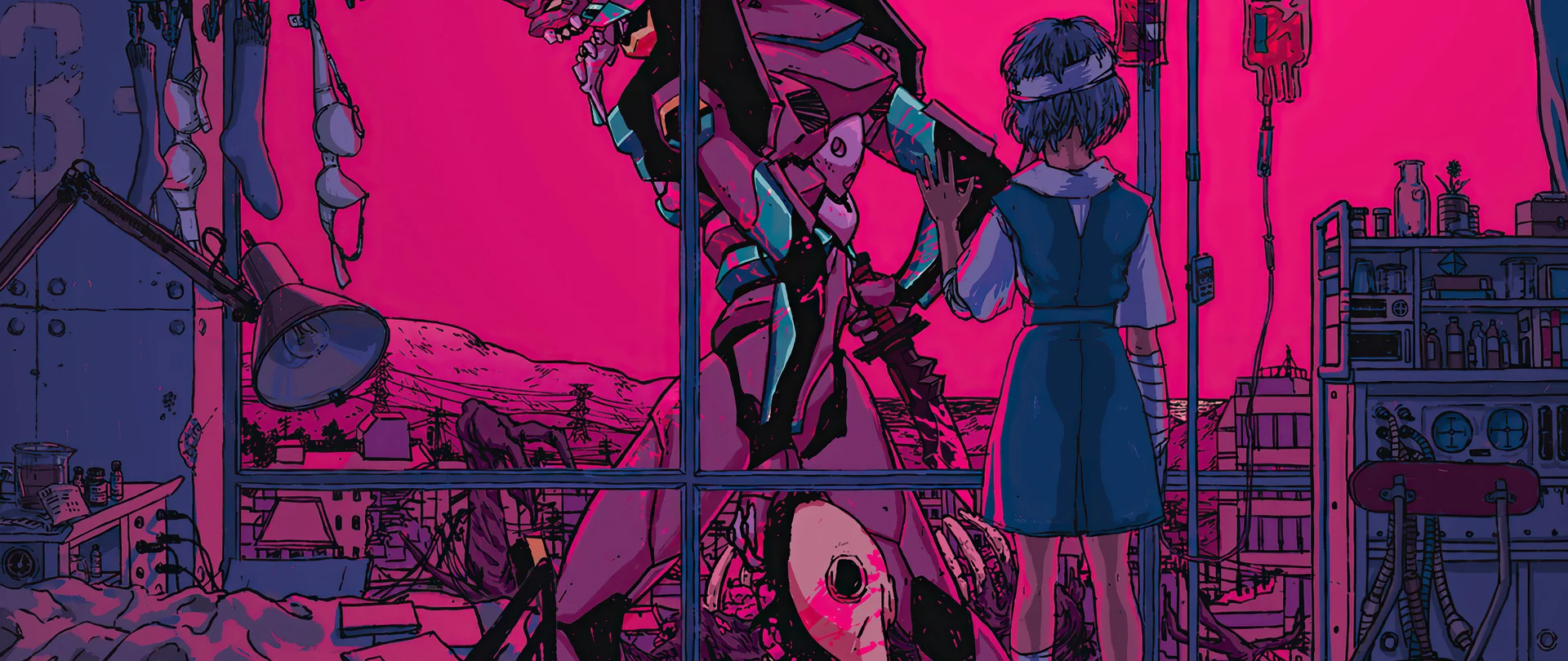 Quadro Neon Genesis Evangelion - Rei e EVA-01: Adeus, Meu Amigo