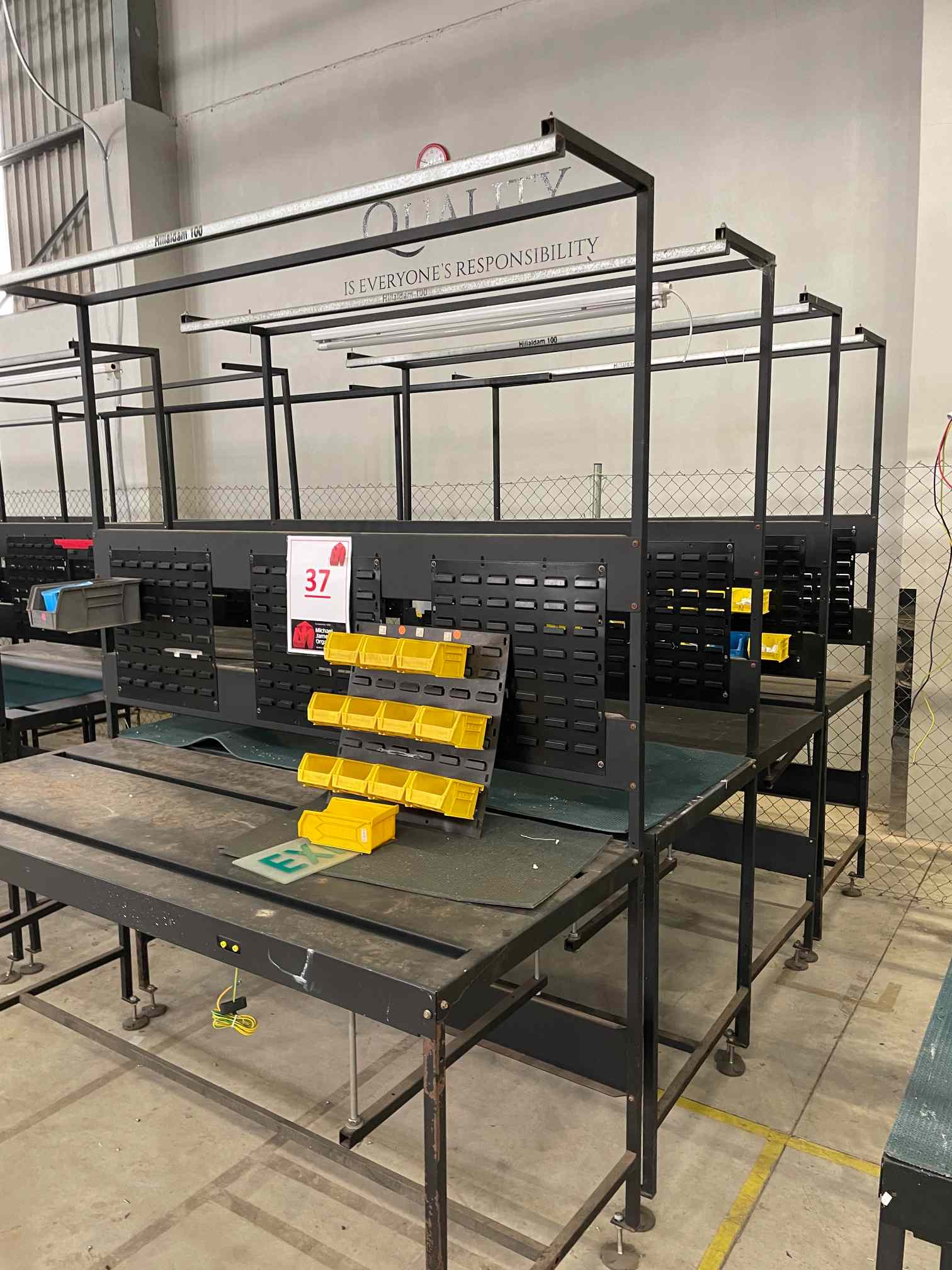 4 X BLACK STEEL WORK STATIONS