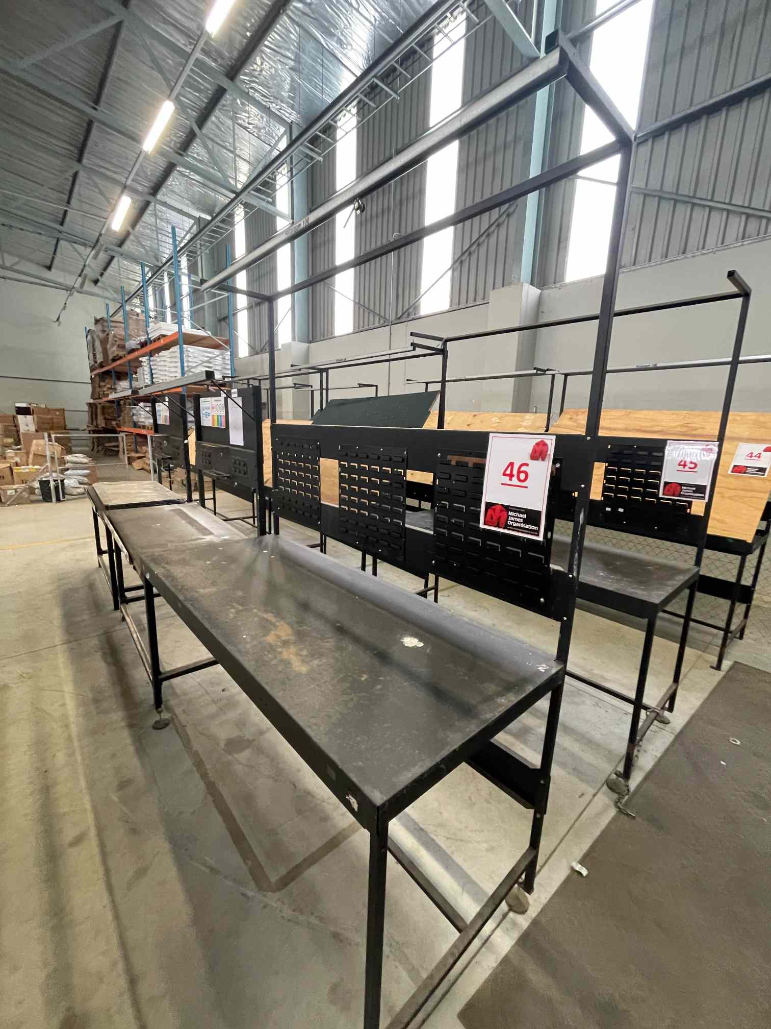 3 X BLACK STEEL WORK STATIONS