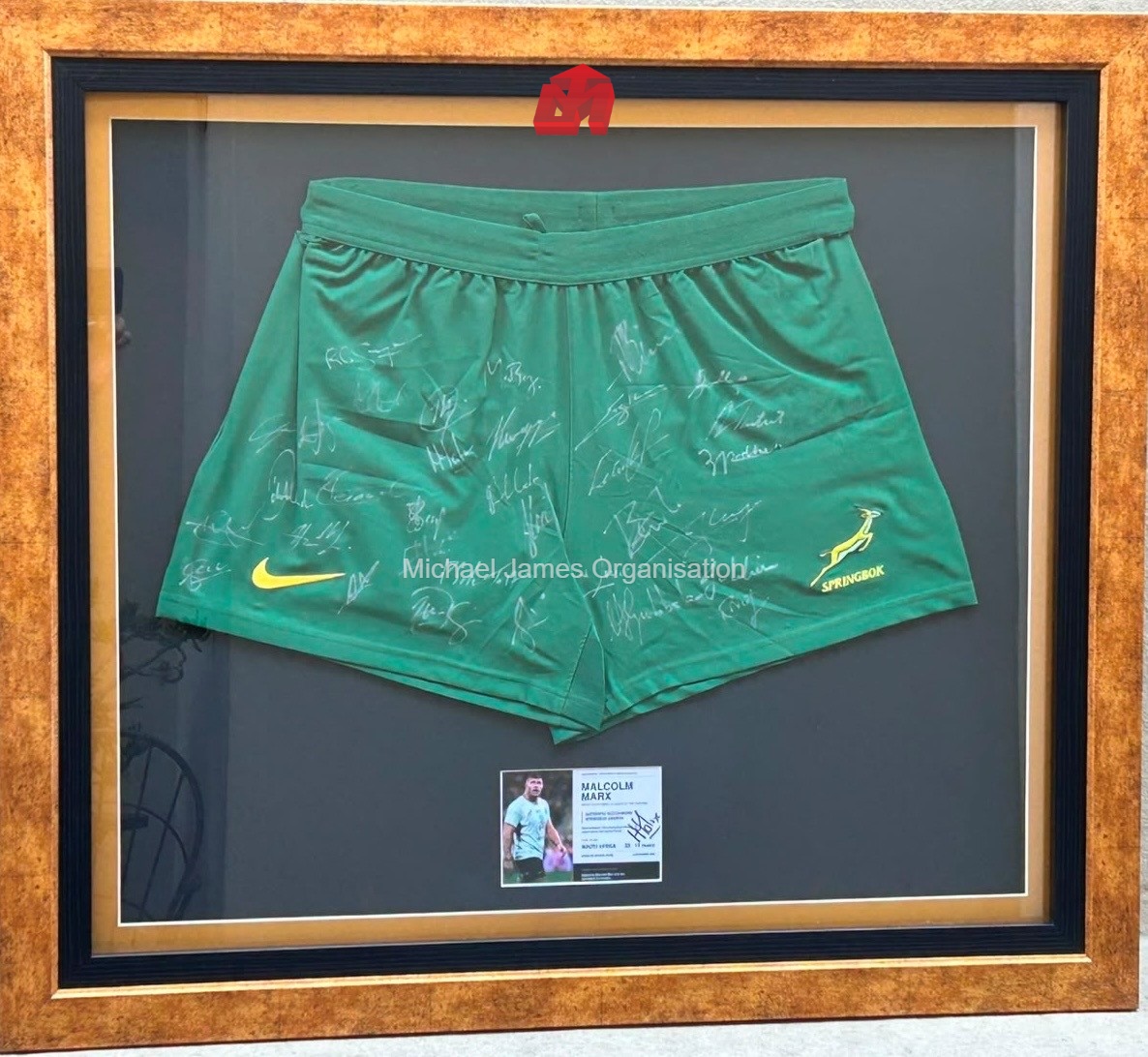 Signed Malcolm Marx memorabilia signed by the world conquering Springboks