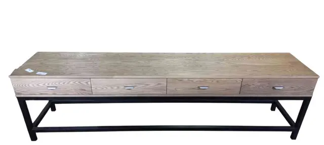 Modern Wooden Side Server With Black Metal Frame (4 Drawer)