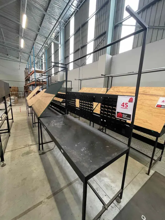4 X BLACK STEEL WORK STATIONS