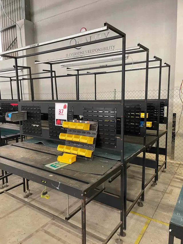4 X BLACK STEEL WORK STATIONS