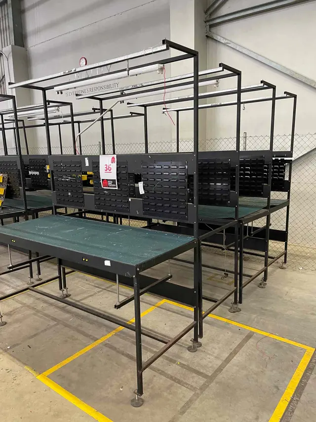 4 X BLACK STEEL WORK STATIONS