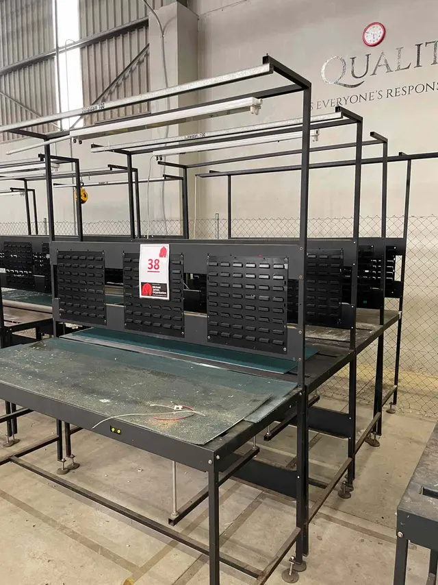 4 X BLACK STEEL WORK STATIONS