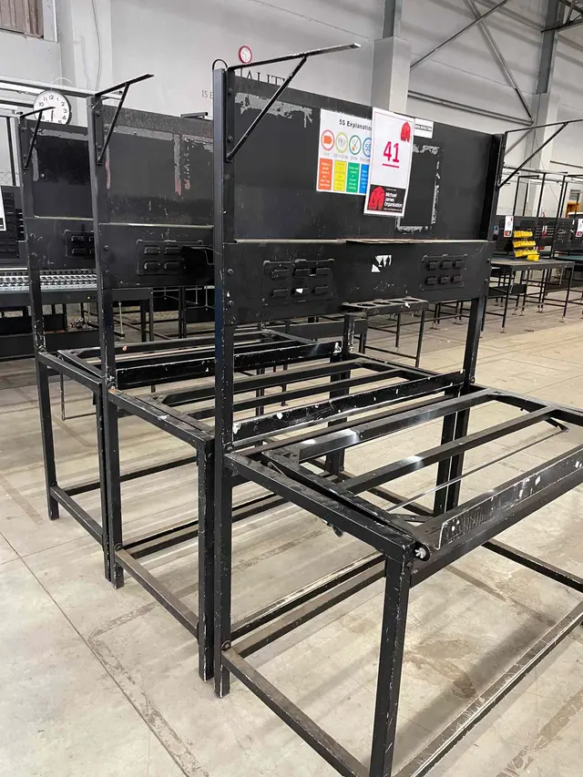 3 X BLACK STEEL FRAME WORK STATIONS