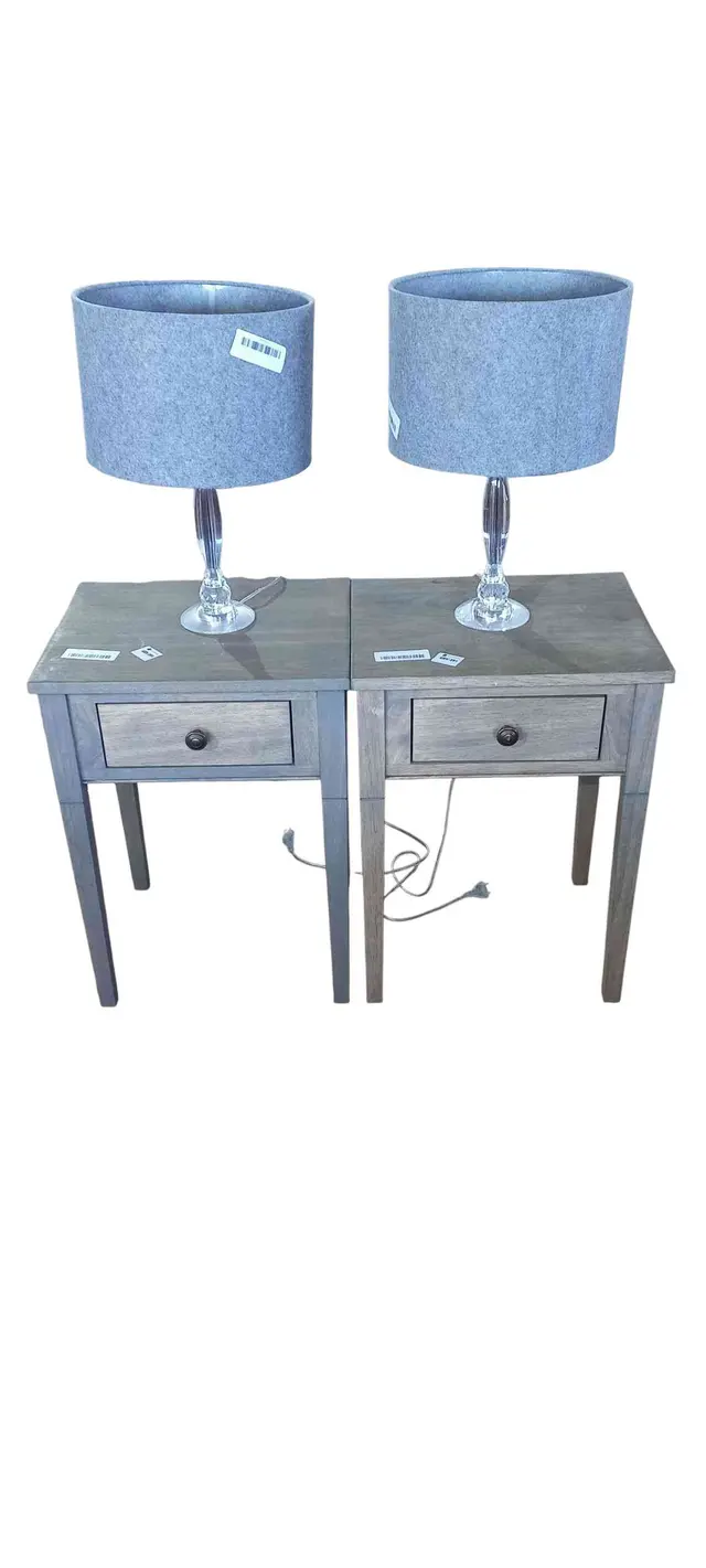 Two Bedside Tables With Lamps