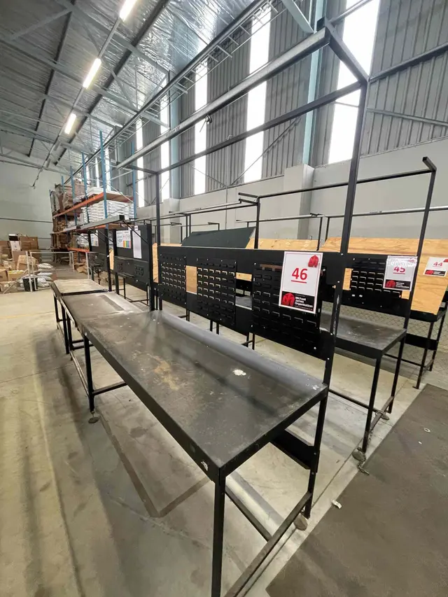 3 X BLACK STEEL WORK STATIONS