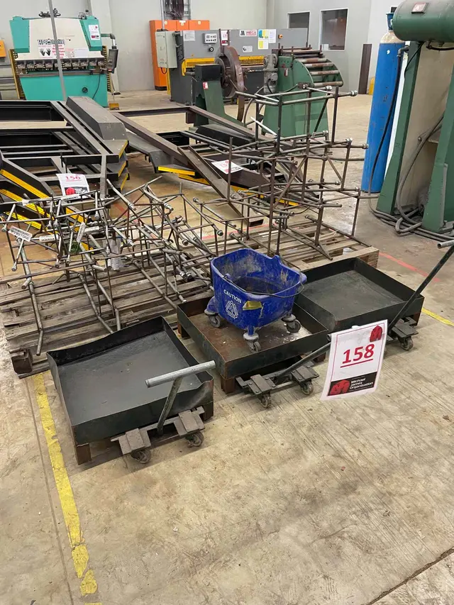 QTY BOLT CAGES & 3 X TROLLEYS
