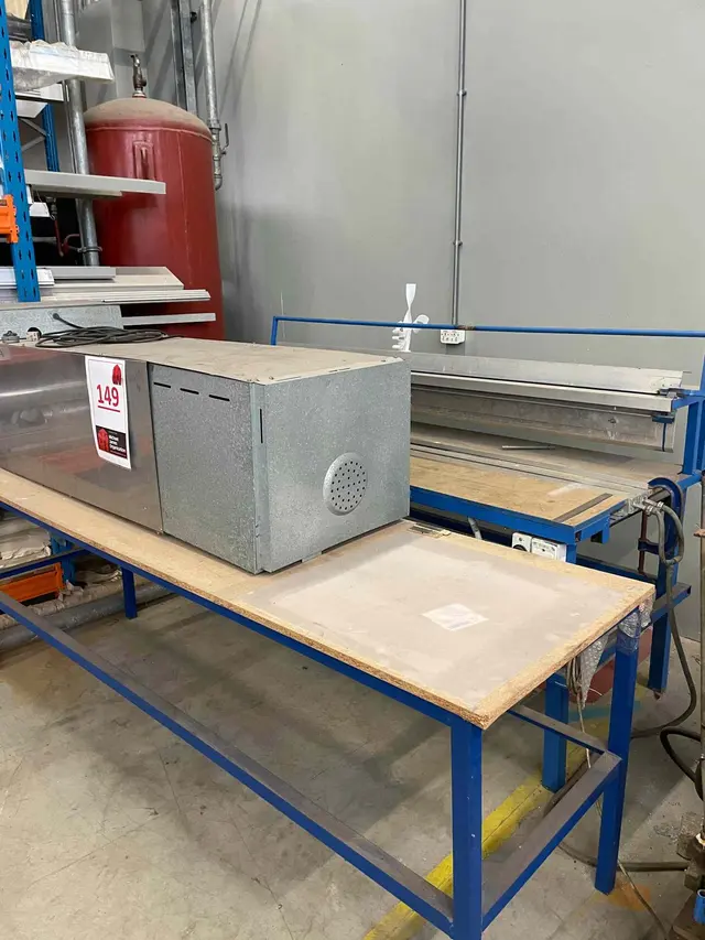 STEEL WORKTABLE, OVEN, INDUSTRIAL MACHINE & WASTE BIN
