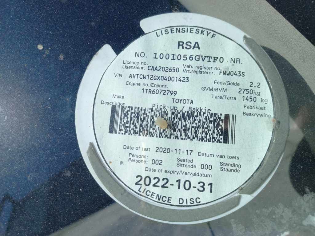 2005 Toyota Hilux 2.0 VVTi P/U S/C (NON RUNNER) thumbnail 7