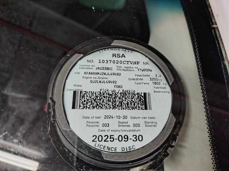 2016 FORD RANGER 2.2 TDCI XL P/U S/C