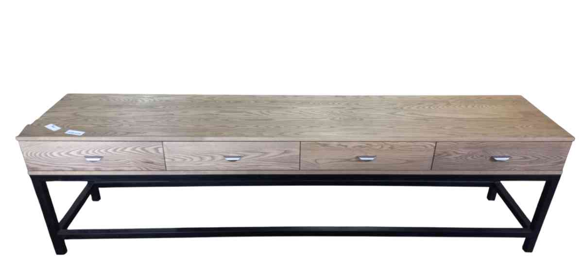 Modern Wooden Side Server With Black Metal Frame (4 Drawer)