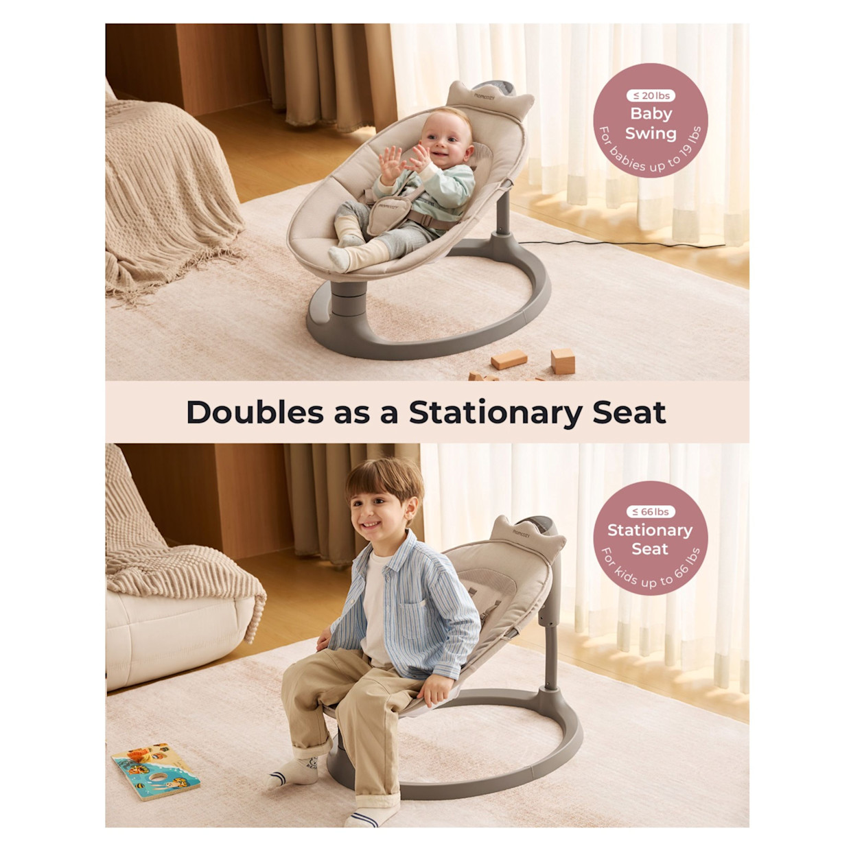 Momcozy 2-in-1 Electric Baby Swing thumbnail 7