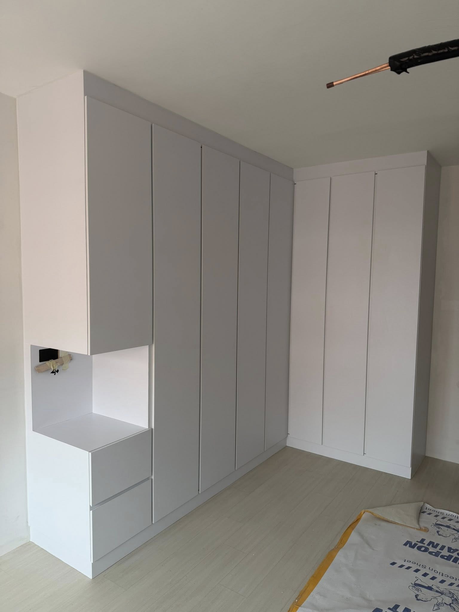 Minimalist Matte White Wardrobe Wall