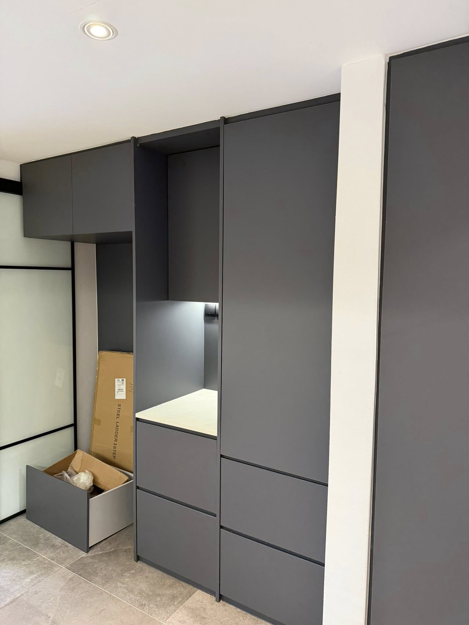 Modern Matte Grey Built-in Wardrobe