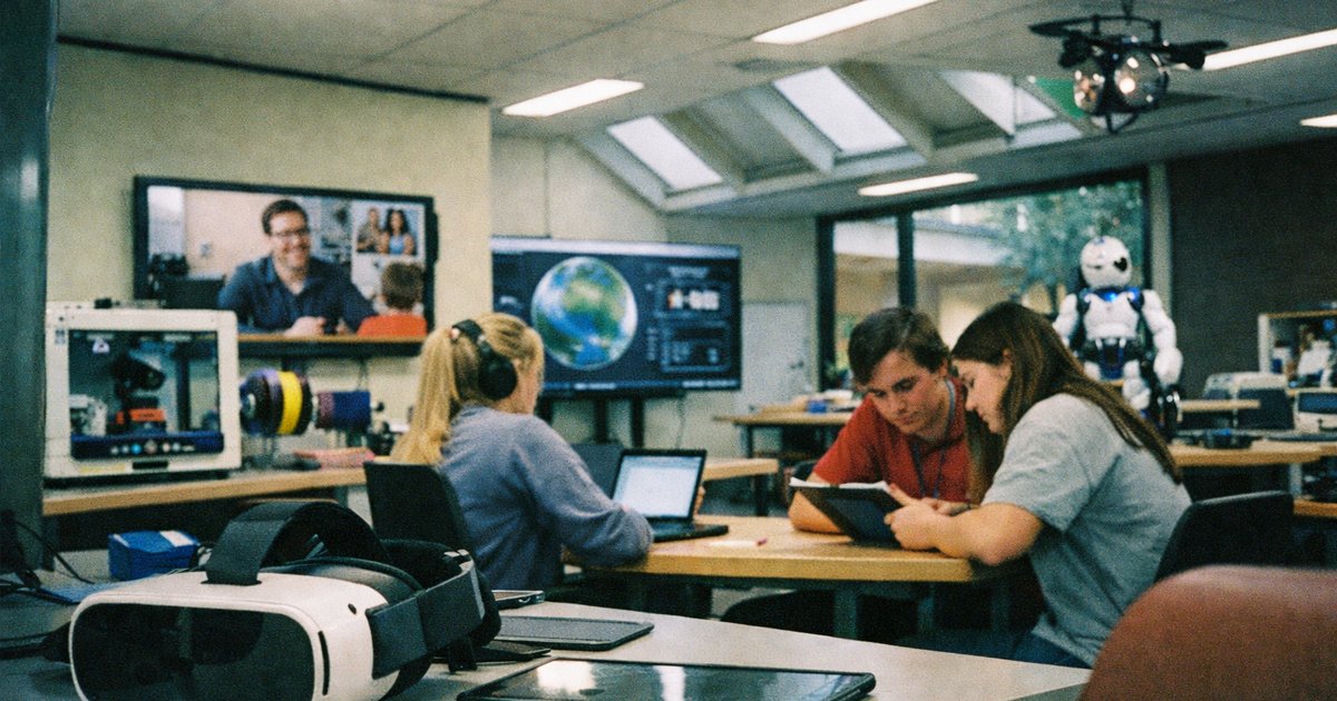 Diverse team collaborating in a tech startup, showcasing retro 90s film aesthetic in an innovative education setting.