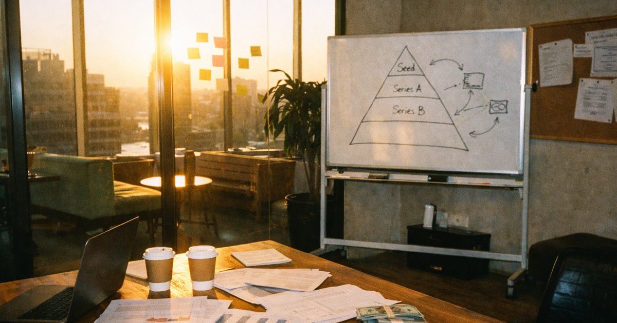 Team collaborating in a retro 90s tech startup office amidst brainstorming and innovation.