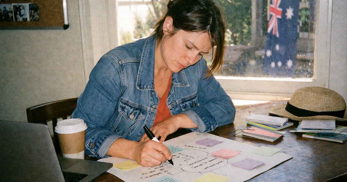 People collaborating in a tech startup environment with a nostalgic 90s film aesthetic.