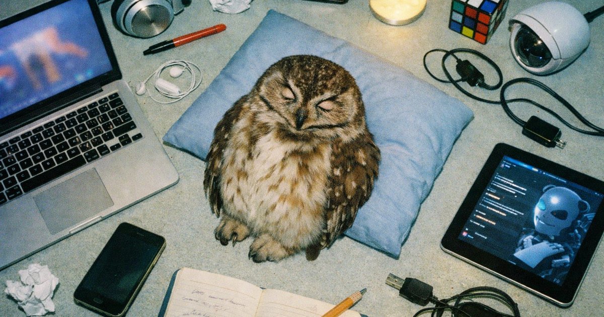 People in a stylish 90s tech setting, balancing screen time and wellbeing, surrounded by devices and creativity.