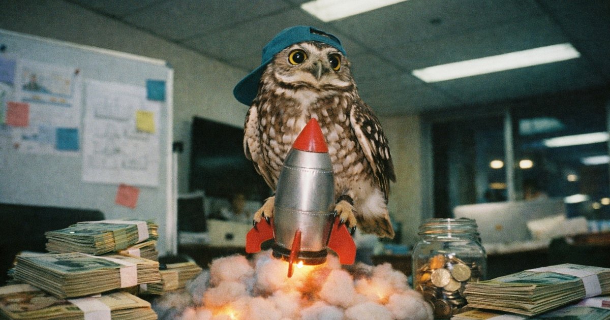 Group of diverse entrepreneurs brainstorming in a retro 90s tech workspace, capturing the funding journey.