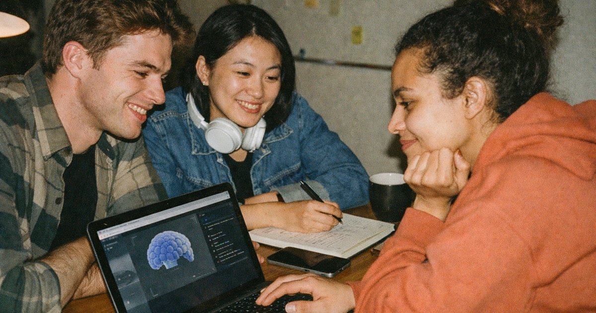 People collaborating in a vibrant 90s tech startup, embodying innovation and creativity in a retro aesthetic.