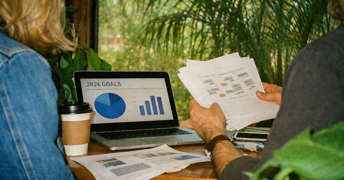 90s film aesthetic scene showing diverse team collaborating in a tech startup office, surrounded by gadgets and notes.