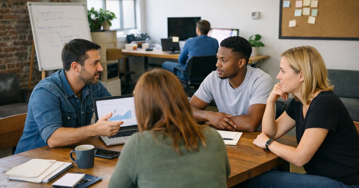 Startup founder discussing a workflow pain point with first customers during