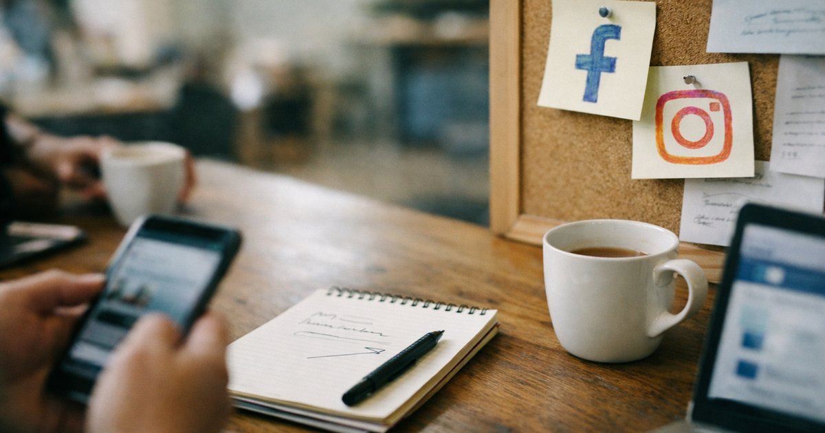 Business team reviewing Facebook and Instagram ad campaign results — reach, engagement, and conversion metrics — inside Meta Ads Manager on a desktop screen