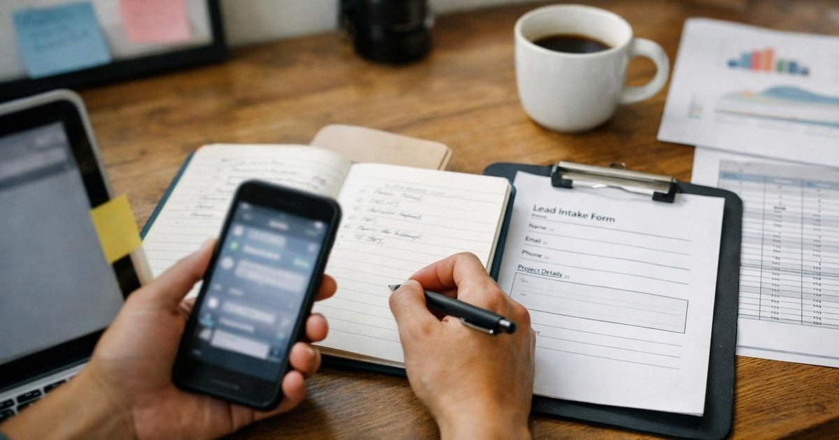 Marketing team consolidating leads from multiple channels — forms, email, and ad tools — into a single CRM system on a shared dashboard