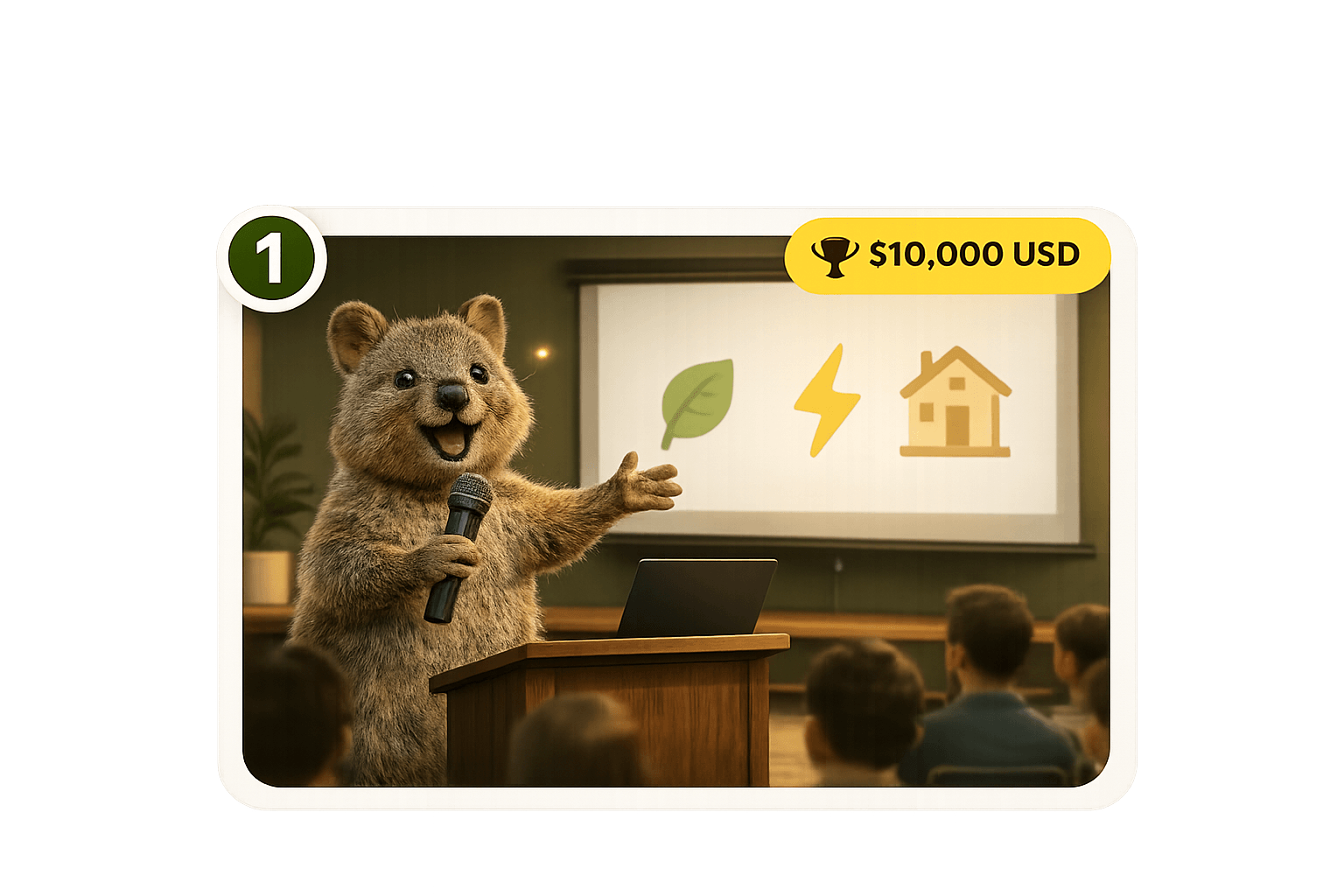 Quokka presenter pitching to an audience