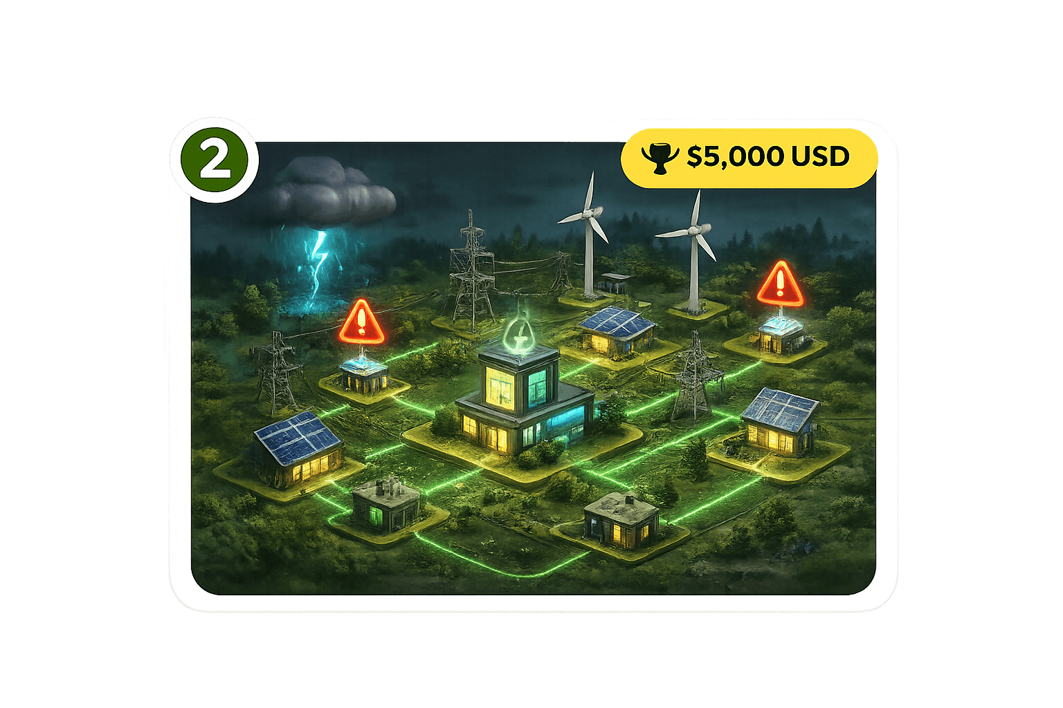 Simulated energy grid under storm conditions