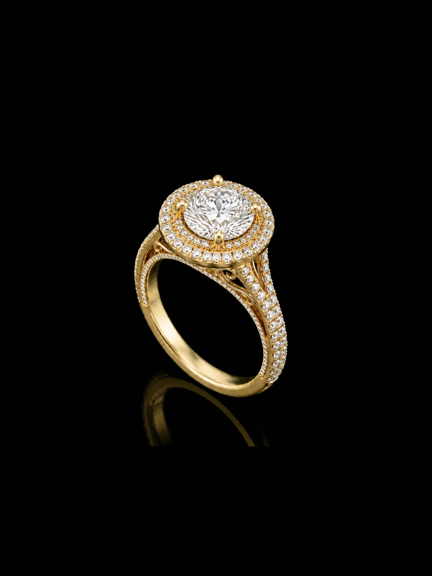 Pierścionek zaręczynowy „DoubleHalo™” 1.52ct