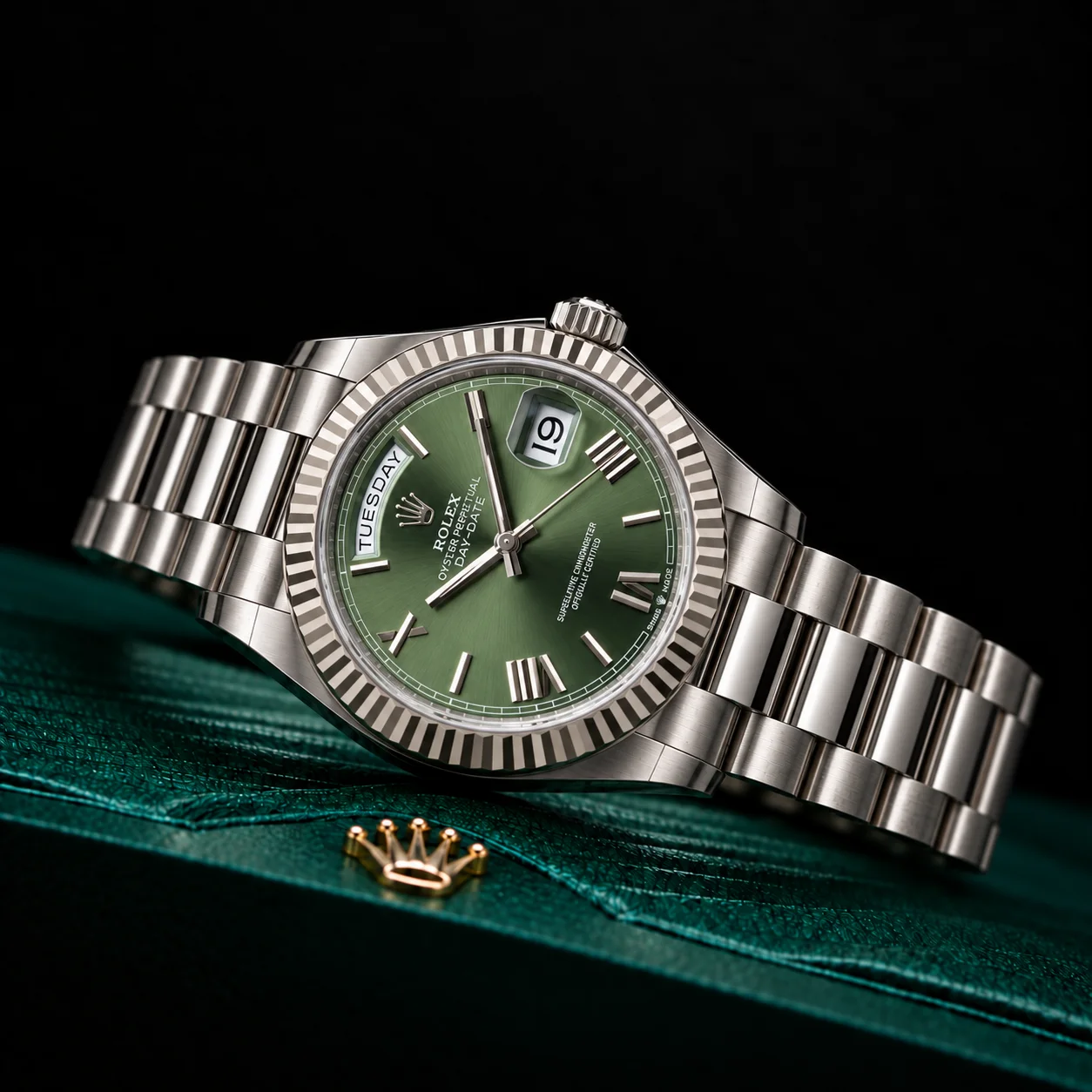 Rolex Daydate 228239 Whitegold Olive dial 40 - zdjęcie 1