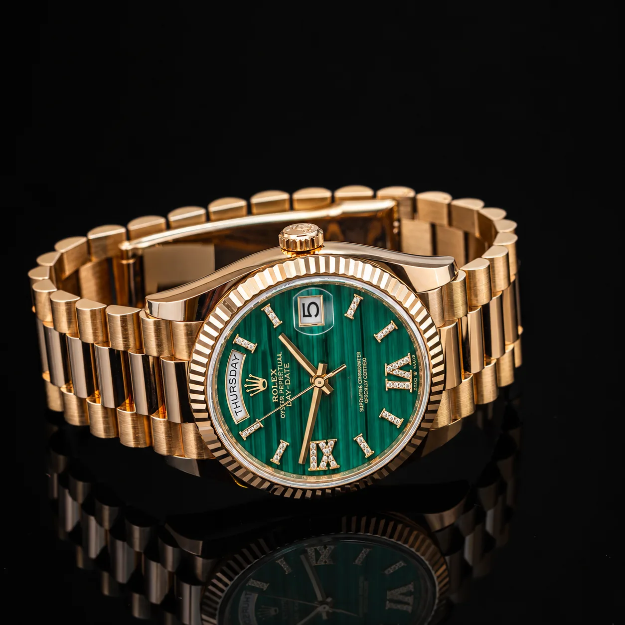 Rolex Day-Date 36 Malachite Diamonds miniatura 5