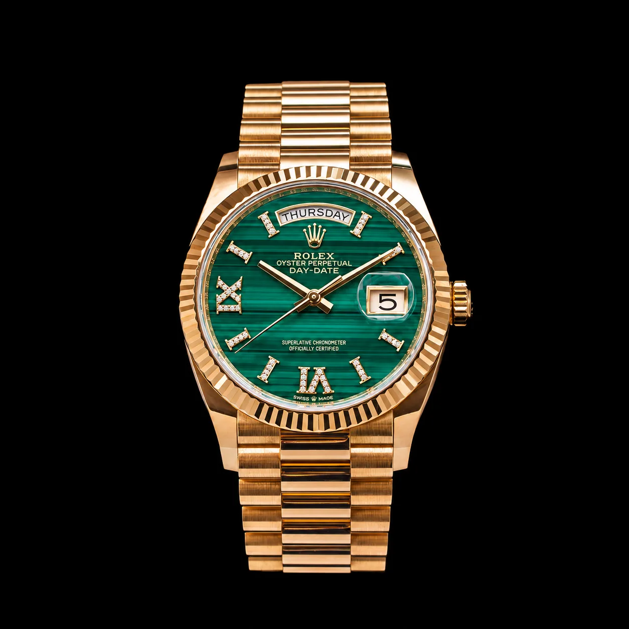 Rolex Day-Date 36 Malachite Diamonds miniatura 9