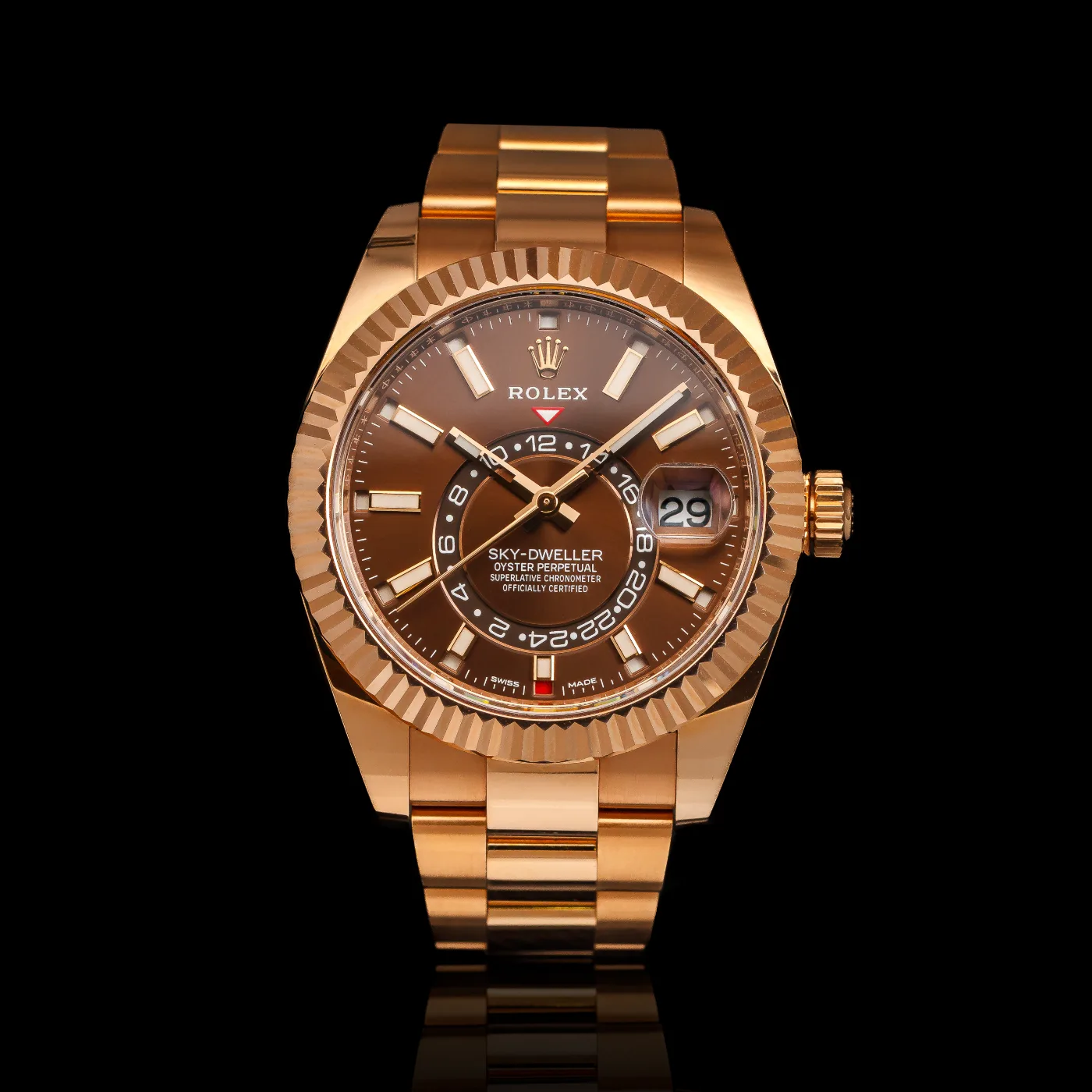 Rolex Sky-Dweller 326935-0006 Chocolate Dial w 18-karatowym złocie Everose.
