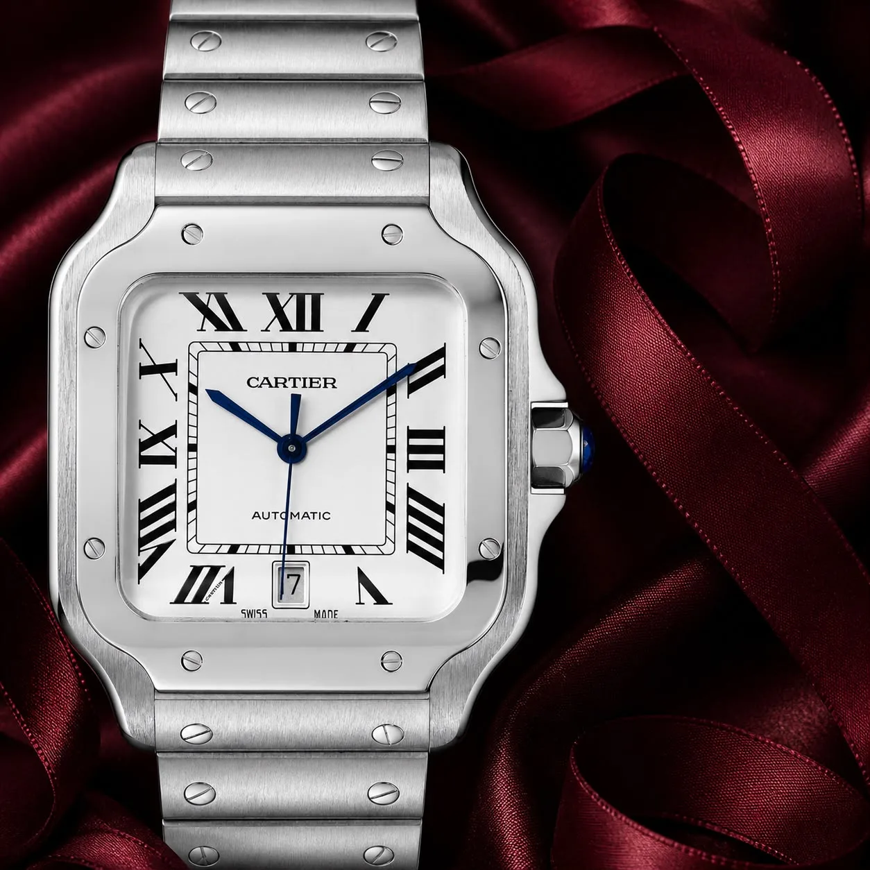 Cartier Santos Large Biała Tarcza