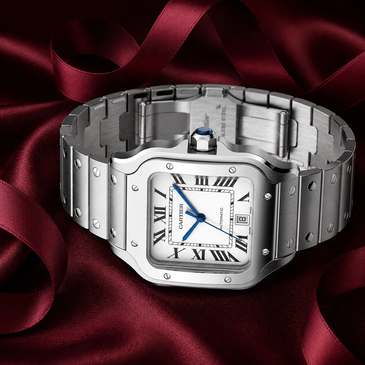Cartier Santos Large Biała Tarcza miniatura 3