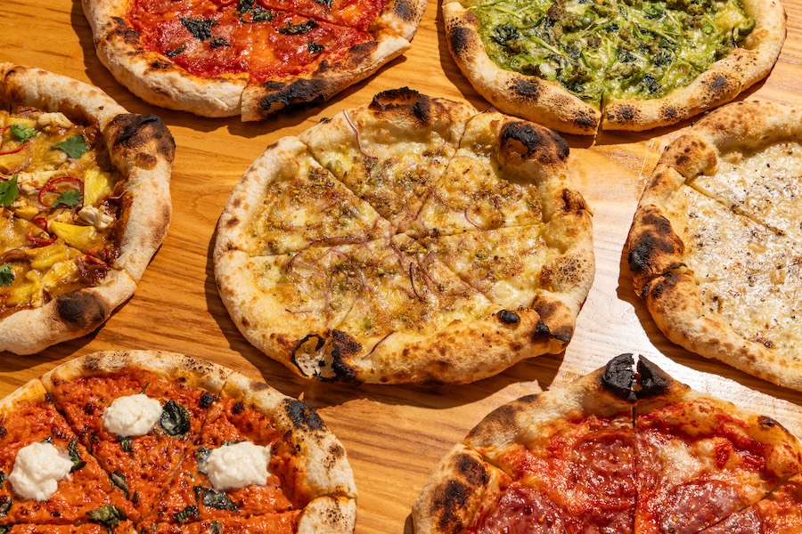 Several pizzas available for catering at Jemma Hollywood.