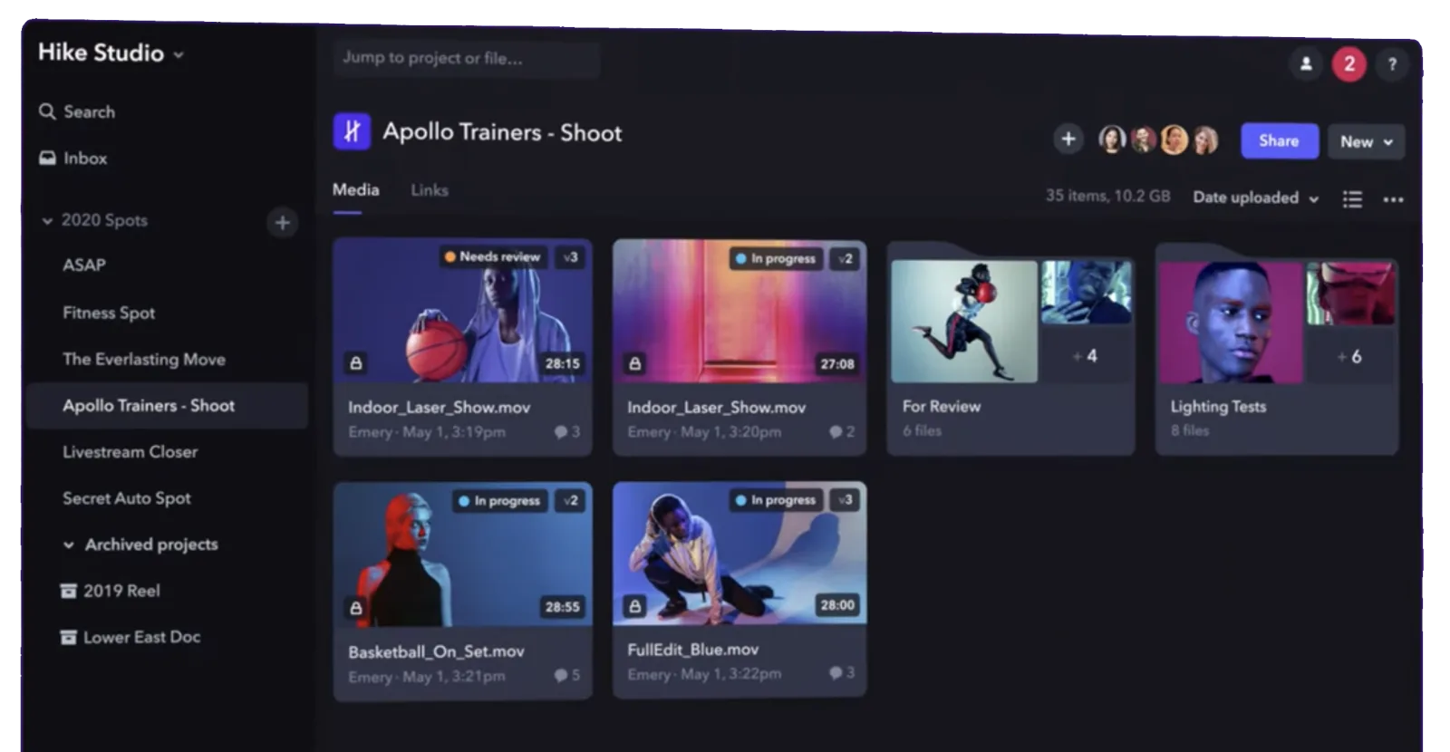Frame.io's shared folders